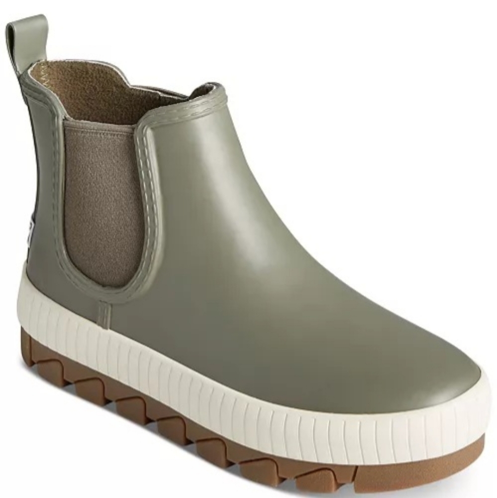 Sperry Torrent Chelsea Rain Boot, NEW, olive, size 9
